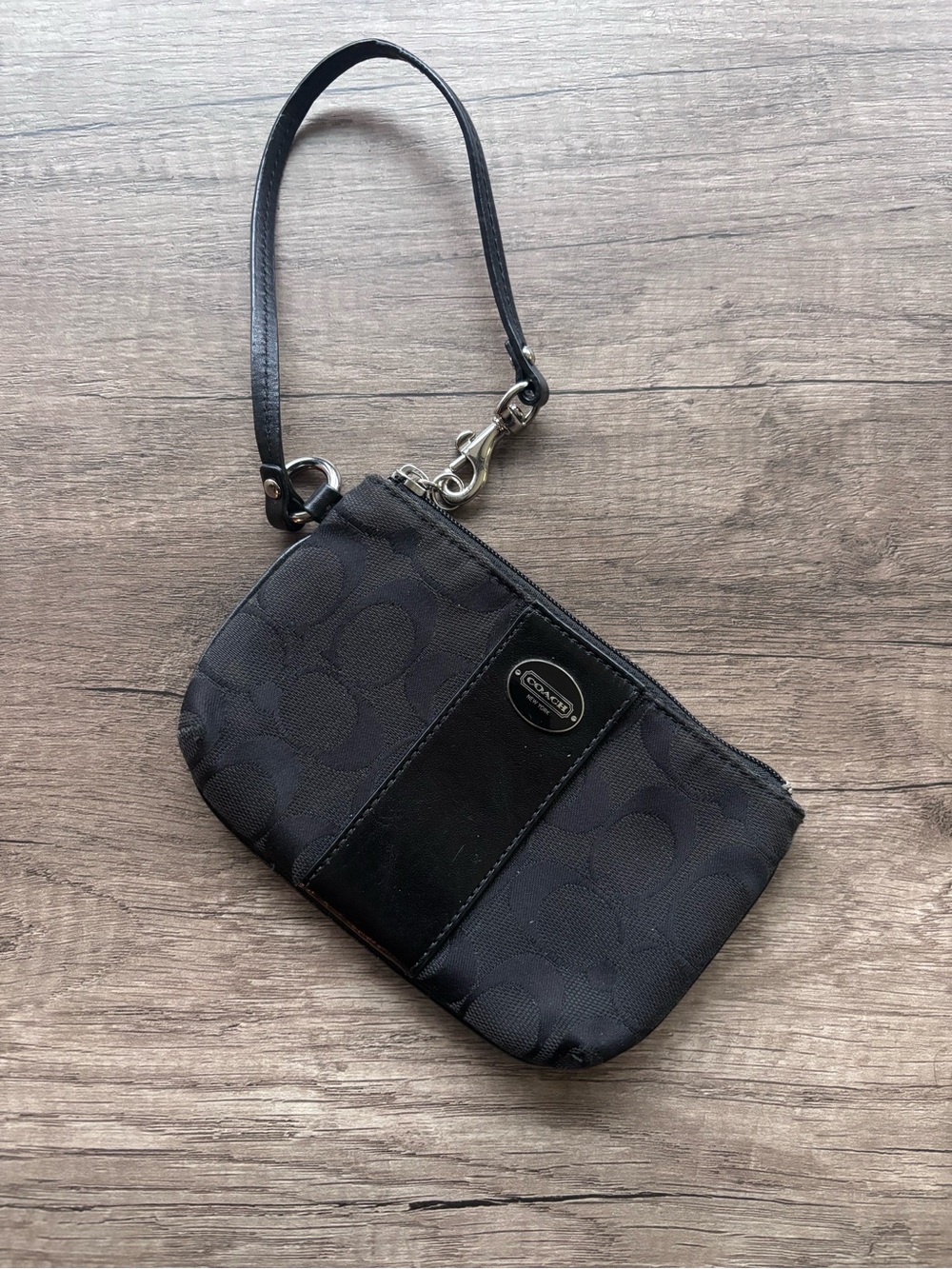 Coach Black Signature Mini Wristlet